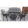 Conjunto de Mesa para Jardim com Banco de 3 Lugares, 2 Poltronas e Mesa Baixa Jardim Preto Fosco em  - 2