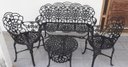 Ver imagem 2 de Conjunto de Mesa para Jardim com Banco de 3 Lugares, 2 Poltronas e Mesa Baixa Jardim Preto Fosco em