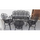 Ver imagem 2 de Conjunto de Mesa para Jardim com Banco de 3 Lugares, 2 Poltronas e Mesa Baixa Jardim Preto Fosco em