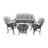 Conjunto de Mesa para Jardim com Banco de 3 Lugares, 2 Poltronas e Mesa Baixa Jardim Preto Fosco em  - 1