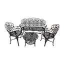 Ver imagem 1 de Conjunto de Mesa para Jardim com Banco de 3 Lugares, 2 Poltronas e Mesa Baixa Jardim Preto Fosco em