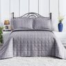 Kit 7 Peças Cobre Leito Colcha Queen 100% Algodão Percal 150 Fios Mix:grid Cinza - 2