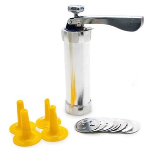 KIT CONJUNTO DE MAQUINA DE BISCOITOS E COOKIES COMPLETA EM ALUMINIO DECORACAO BISCOITEIRA PARA