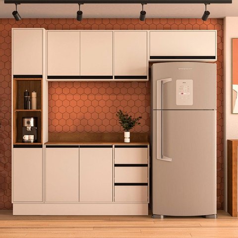 Cozinha Completa Koya 8 Portas 3 Gavetas 40250048 Creme - Politorno