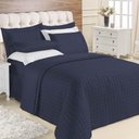 Ver imagem 1 de Kit Cobre Leito Colcha Veneza King 3 Peças Hipercal 180 Fios - Azul Marinho