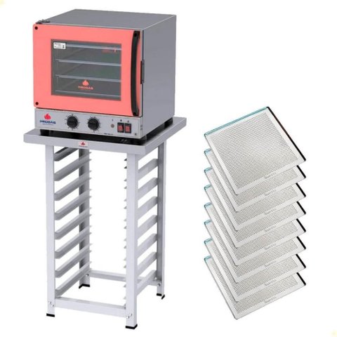 Kit Forno Elétrico Progás Turbo Fast Oven 127v com Mesa Prp-004 G2 e 8 Bandejas Imeca