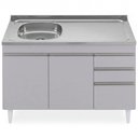 Ver imagem 5 de Balcão de Cozinha com Pia Inox Deslocada 120cm Ávila Cinza Claro L03 - Mpozenato