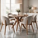 Ver imagem 2 de Kit 05 Cadeiras de Jantar e Estar Living Estofada Mia L02 Bouclê Creme - Lyam Decor