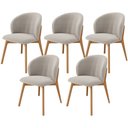 Ver imagem 1 de Kit 05 Cadeiras de Jantar e Estar Living Estofada Mia L02 Bouclê Creme - Lyam Decor