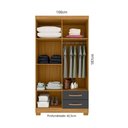 Ver imagem 3 de Guarda-Roupa Solteiro com 4 Portas e 2 Gavetas 100cm Multimóveis CR35675 Madeirado/Cinza