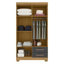 Ver imagem 4 de Guarda-Roupa Solteiro com 4 Portas e 2 Gavetas 100cm Multimóveis CR35675 Madeirado/Cinza