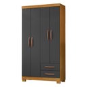 Ver imagem 2 de Guarda-Roupa Solteiro com 4 Portas e 2 Gavetas 100cm Multimóveis CR35675 Madeirado/Cinza
