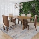 Ver imagem 1 de Conjunto Sala Jantar Mesa Adriana 200 cm Canto Arred C Vidro 6 Cadeira Anne Henn