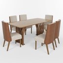 Ver imagem 2 de Conjunto Sala Jantar Mesa Adriana 200 cm Canto Arred C Vidro 6 Cadeira Anne Henn