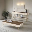 Ver imagem 2 de Kit Mesa de Centro e Aparador Miami Orgânica - Castanho Off White - Edecasamoveis