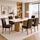Ver imagem 1 de Conjunto de Mesa 6 Lugares com Tampo de Vidro Isla e Cadeiras Lyra Cinamomo e Marrom