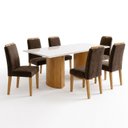 Ver imagem 2 de Conjunto de Mesa 6 Lugares com Tampo de Vidro Isla e Cadeiras Lyra Cinamomo e Marrom