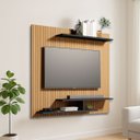 Ver imagem 1 de Painel de Tv Osiris Moderno e Compacto para Tvs de até 32":ripado/preto