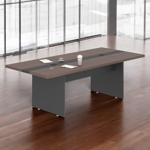 Mesa de Reunião Retangular Aurélia Moderno MDP 240cm Freijó Preto Casah