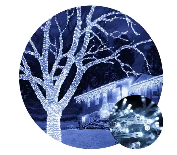 Pisca pisca natal led branco frio 110 v luz natalina enfeite para árvore fio transparente 10 metros - 2
