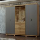 Ver imagem 1 de Guarda-Roupa Casal Reflecta 100% MDF 6 Portas 4 Gavetas Dubai Ouro Marrom/Nature/Alasca