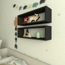 Ver imagem 3 de Par de Nichos Retangular P15cm Minimalista Preto Mdf Organizador Dormitorio Bebe Infantil Kids