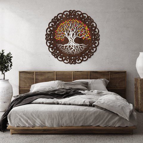 Mandala em Madeira, Impressão Uv - Árvore da Vida 1