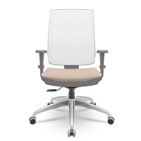 Cadeira Brizza Diretor Grafite Tela Branca Assento Poliester Fendi Base Relaxplax Aluminio - 66003
