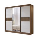 Ver imagem 1 de Guarda-roupa Casal Ripado 3 Portas de Correr com Espelho 100% Mdf Cristal