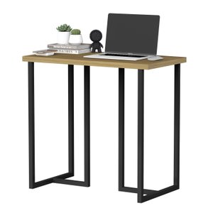 Mesa Escrivaninha Mali Pequena Compacta 76cm Estilo Industrial:freijo / Preto