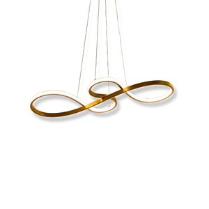 Lustre Pendente de Led Luminária Dourado 75cm 3000k