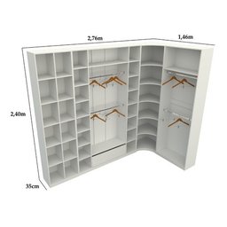 Kit Closet Modulado Armário Colmeia Cabideiro M53 100% Mdf - Branco - 1