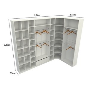 Kit Closet Modulado Armário Colmeia Cabideiro M53 100% Mdf - Branco