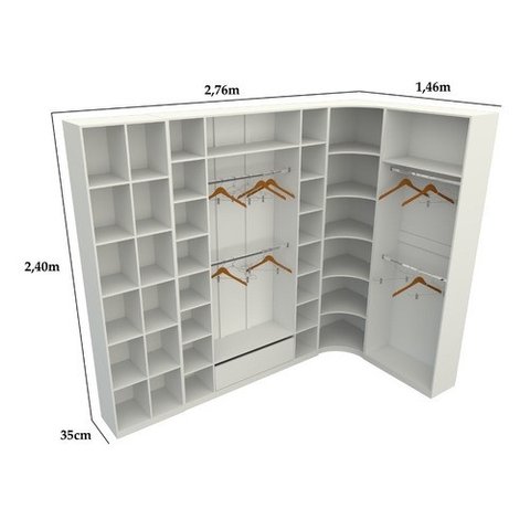 Kit Closet Modulado Armário Colmeia Cabideiro M53 100% Mdf - Branco
