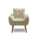 Ver imagem 3 de Poltrona para Sala Decorativa Opala Pés Madeira Suede Bege Império Decor