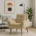 Ver imagem 7 de Poltrona para Sala Decorativa Opala Pés Madeira Suede Bege Império Decor