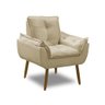 Poltrona para Sala Decorativa Opala Pés Madeira Suede Bege Império Decor - 5