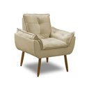 Ver imagem 5 de Poltrona para Sala Decorativa Opala Pés Madeira Suede Bege Império Decor