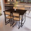 Ver imagem 1 de Conjunto Mesa de Jantar Retangular Preta 4 Cadeiras Pinus Riviera Industrial Preto Don Castro Decor