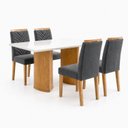 Ver imagem 2 de Conjunto Sala de Jantar 4 Lugares Retangular Tampo Vidro MDF 120x80cm Mesa Isla e Cadeiras Carol