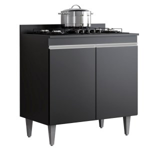 Armário Cozinha Balcao Cooktop 4 ou 5 Bocas 2 Portas 1 Tampo Cor,:preto
