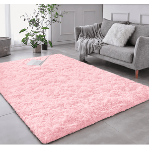 Tapete Pelo Alto Felpudo Peludo Macio Anti Derrapante Alérgico Rosa Bebe 200 x 200 cm