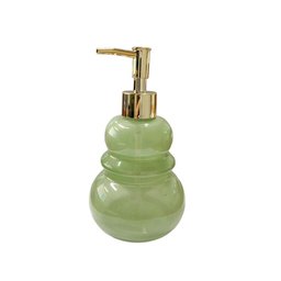 Porta Sabonete Liquido de Vidro Verde e Pump Dourado - 1