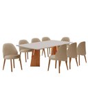 Ver imagem 1 de Sala de Jantar Mesa Florida 220cm Tampo Laqueado com Vidro e 8 Cadeiras Suiça