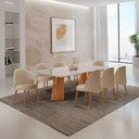 Ver imagem 2 de Sala de Jantar Mesa Florida 220cm Tampo Laqueado com Vidro e 8 Cadeiras Suiça