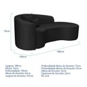 Ver imagem 3 de Recamier Curvo Orgânico 180cm 3 Lugares Lado Direito para Sala de Estar Bouclé Londres Preto