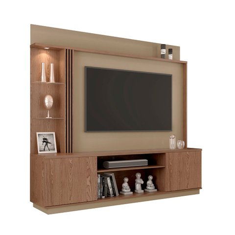 Home Painel Atlanta Sala TV 65 Polegadas c/ LED Freijo/Fendi