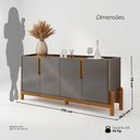 Ver imagem 4 de Buffet 170cm 4 Portas Lizz Versátile 2022 Cinza/Perola/Cedro