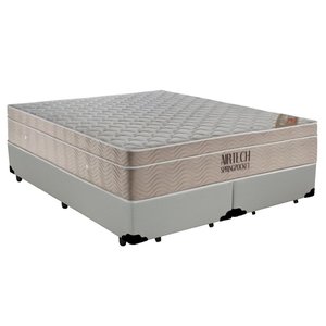 Cama Box Queen Bipartido Sintético + Colchão Ortobom Airtech Molas Ensacadas 158x198x65:branco