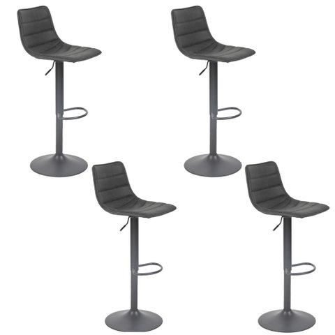 Banqueta Alta Kit 4 Bete Preto Base Giratória de Metal Preto R02 - D'Rossi